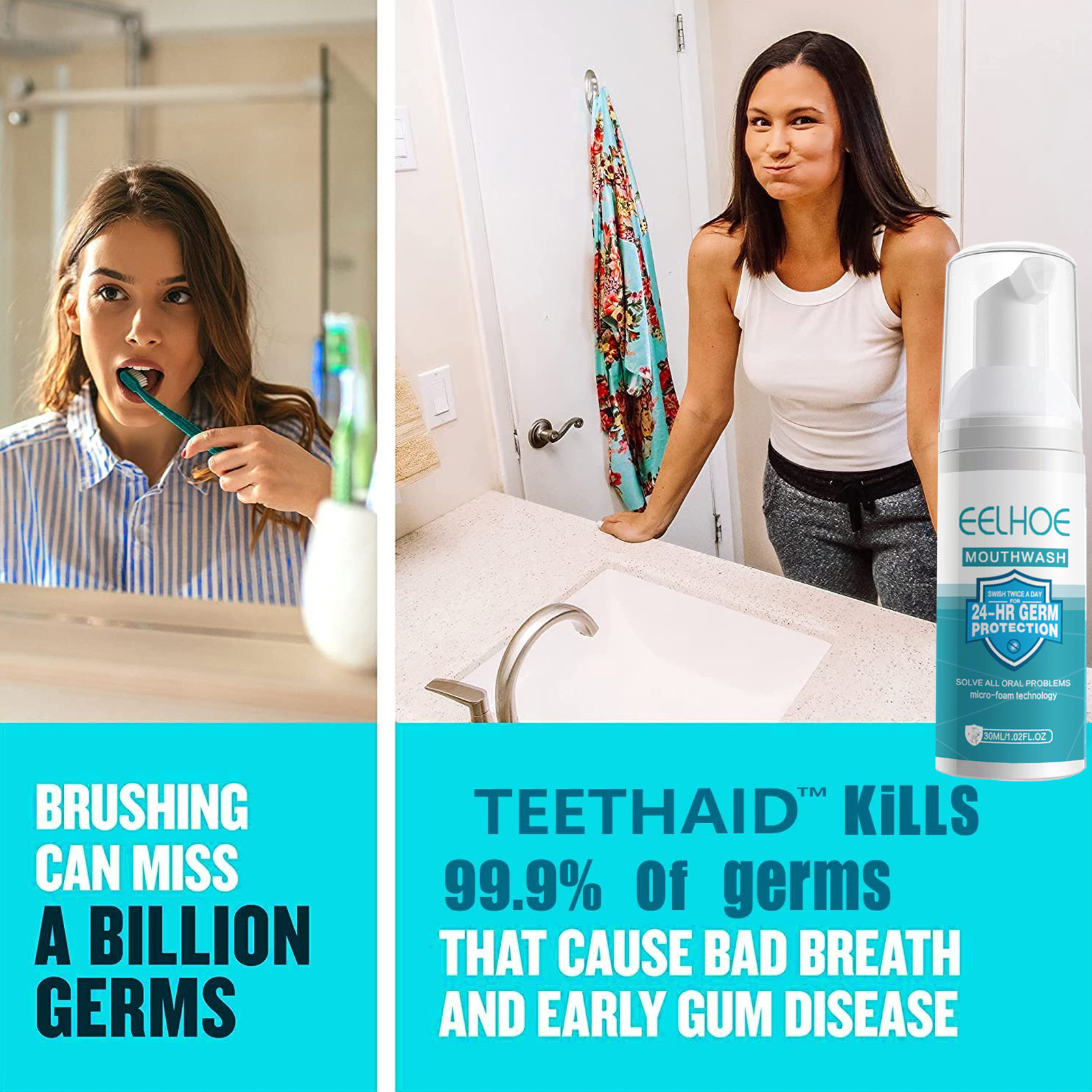 Deep Cleansing Teeth Mousse Toothpaste Press-on Cleaning and Whitening Teeth Smoke Stains Tartar Anti-tooth Decay Fresh Breath
