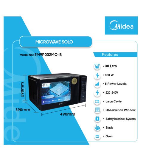 MIDEA MICROWAVE SOLO 30L BLACK EM9P032MO-B