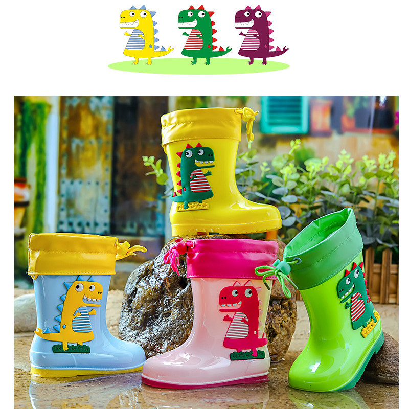 2023 new dinosaur cartoon kids rain boots men's and women's baby infant rain boots cotton-padded rain boots children's rain boot