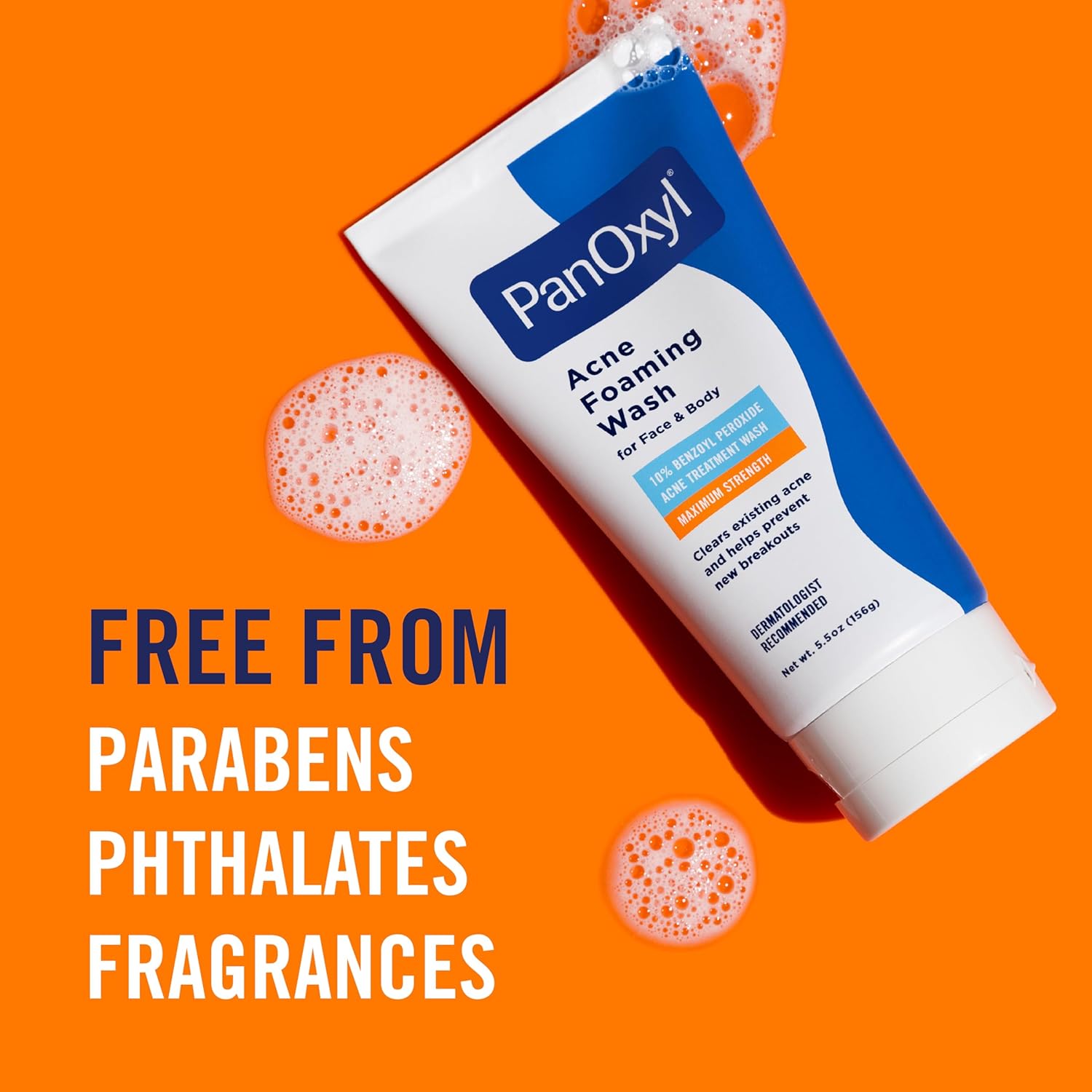 PanOxyl 10% Benzoyl Peroxide Acne Foaming Wash, Maximum Strength, Daily Acne-Fighting Face & Body Cleanser, Face Wash to Clear, Treat and Prevent Acne
