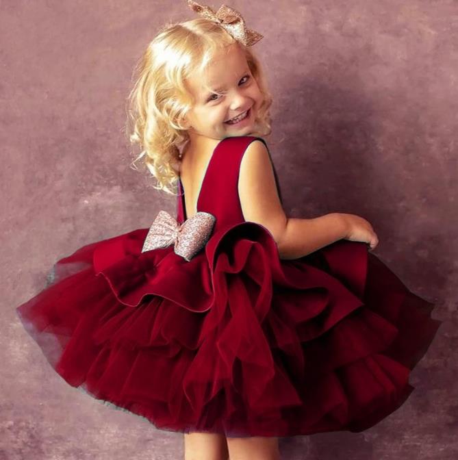 Baby Girl one year old dress girl baby fluffy princess cake dress elementary and middle school students birthday dress dress