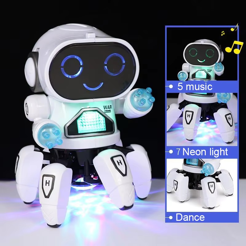 Dance Music 6 Claws Robot Octopus Spider Robots Vehicle Birthday Gift Toys for Children Kids Early Education Baby Toy Boys Girls