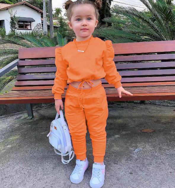 Girl's Wear set Autumn Leisure Sports New Long Sleeve Solid Color Sweater Set ins kids clothes children clothes