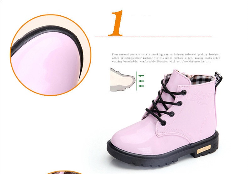 NEW 2025 Girls Leather Boots Boys Shoes Spring Autumn PU Leather Children Boots Fashion Toddler Kids Boots Warm Winter Boots