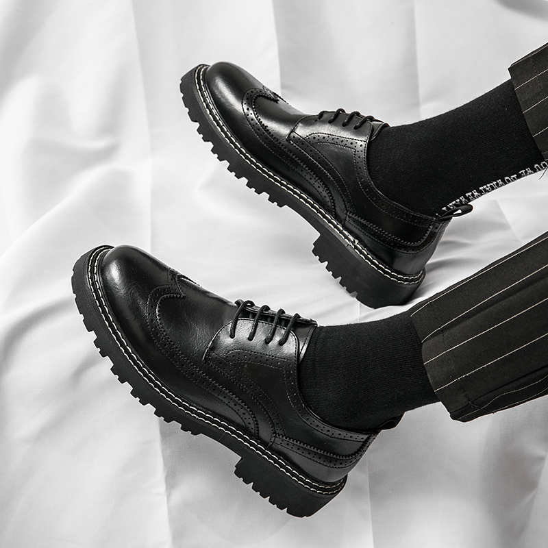 Spring Luxury Brand Brogue Men's Shoes Thick-soled Casual Shoes British Style Oxford Shoes Lace-up Shoes Moccasin