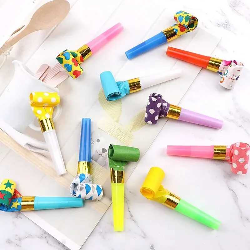 10PCS Colorful Whistles Toy Funny Toy Children Blowing Dragon Whistle Blow Roll Toys Baby Party Games Birthday Gifts Toddler Toy