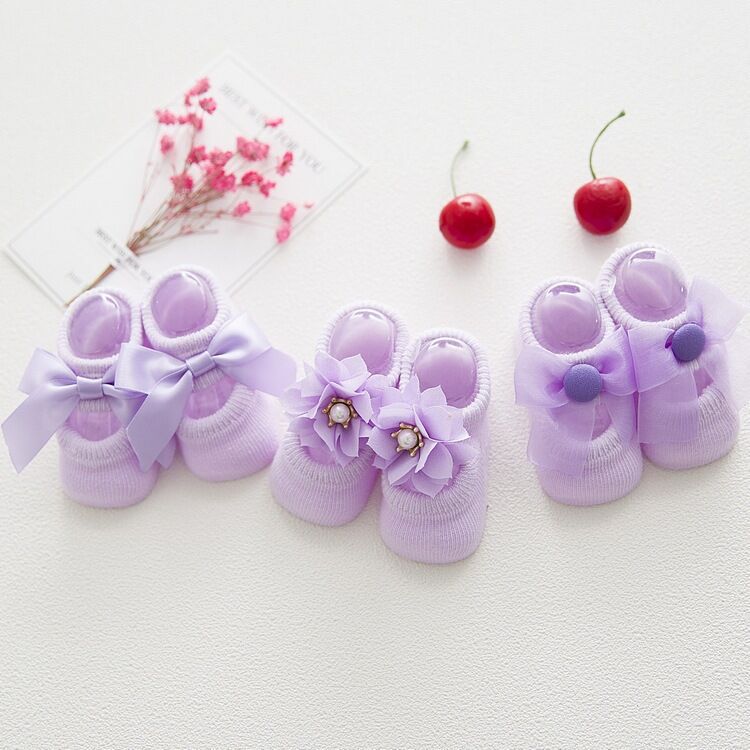 3Pairs/ 0-3y Baby Kids Socks Spring Autumn Lace Bow Sock Hollow Toddler Boat Socks Cotton Children's Cute Socks' Breathable