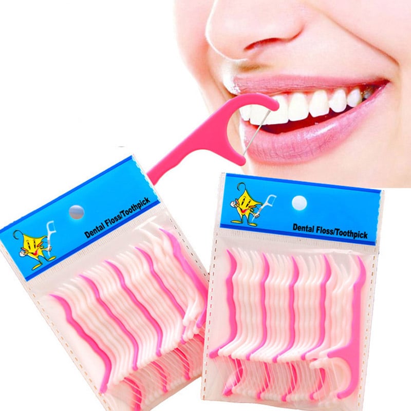 25pcs/Lot Disposable Dental Flosser Interdental Brush Teeth Stick Toothpicks Floss Pick Oral Hygiene Teeth Cleaning Care
