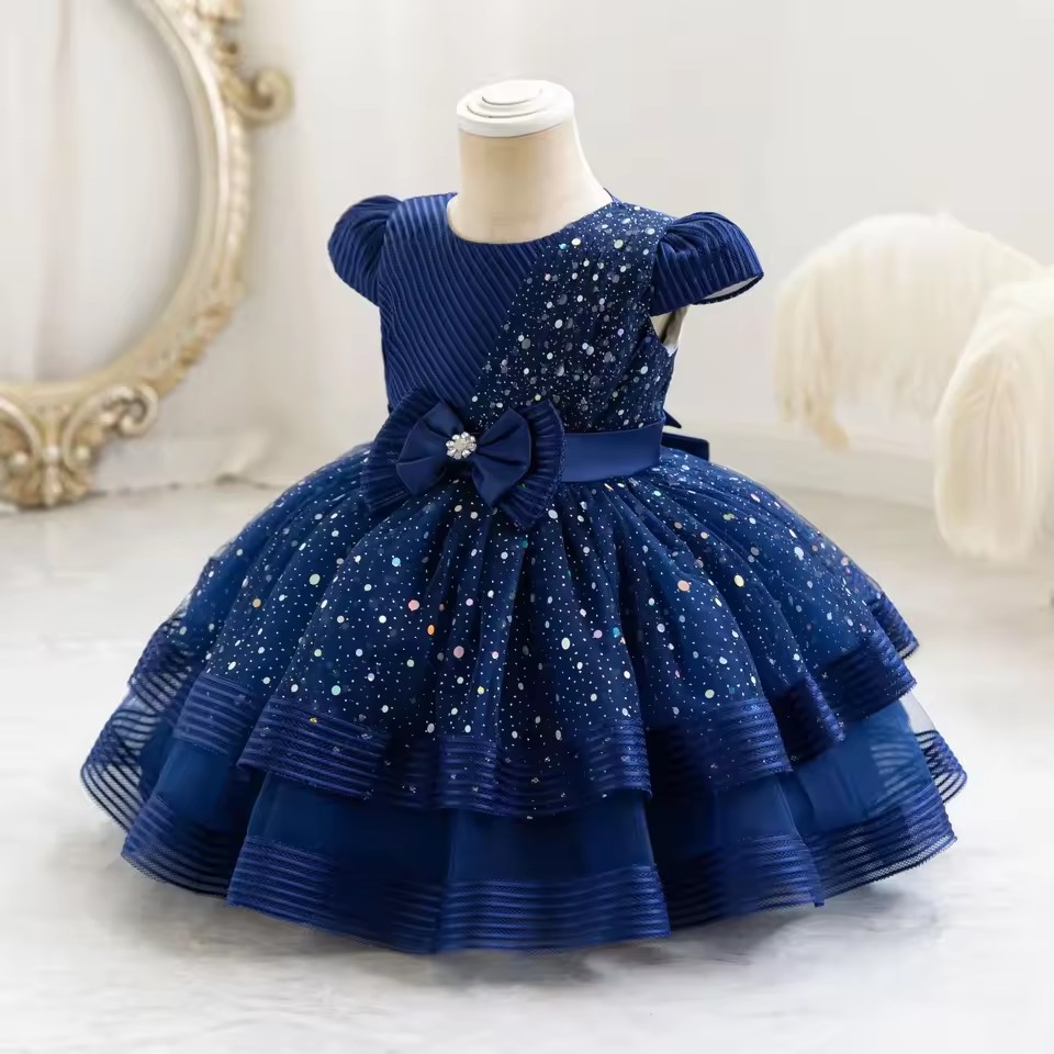 Sparkling Baby Girls Princess Dress Striped Summer Christmas Wedding Ball Gown for Birthday Party Costume 6M-4 Years