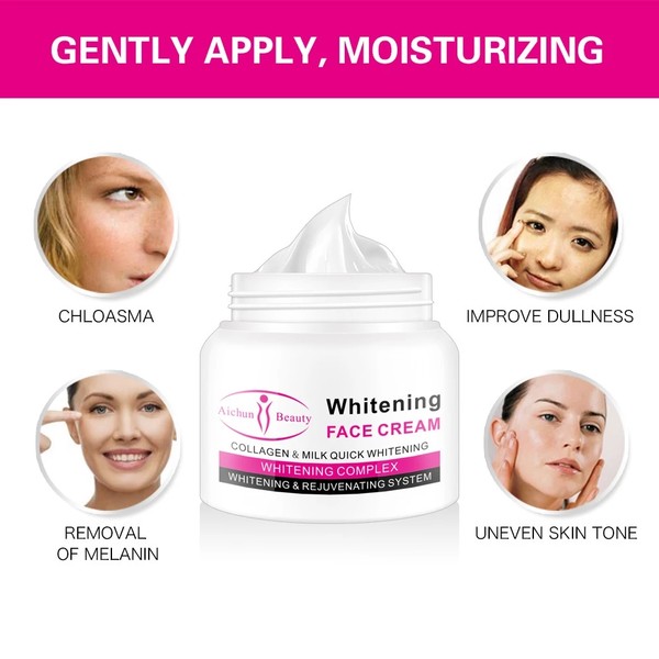 Aichun Collagen Milk Whitening Face Cream Skin Brightening Moisturizing Hydrating Remover Freckle Spots Anti - aging