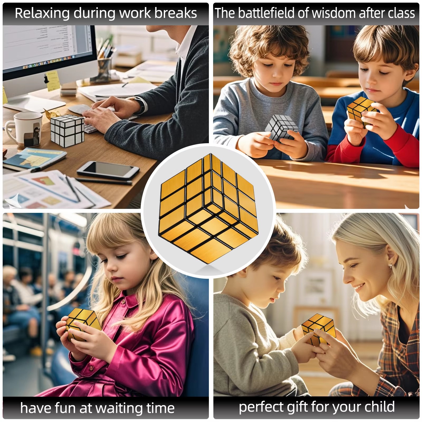 1PC Mirror Cube 3x3 Gold and Silver Stress Relief Cube Special Shape Speed Cube Puzzle Toy Children's Puzzle Gift Toy