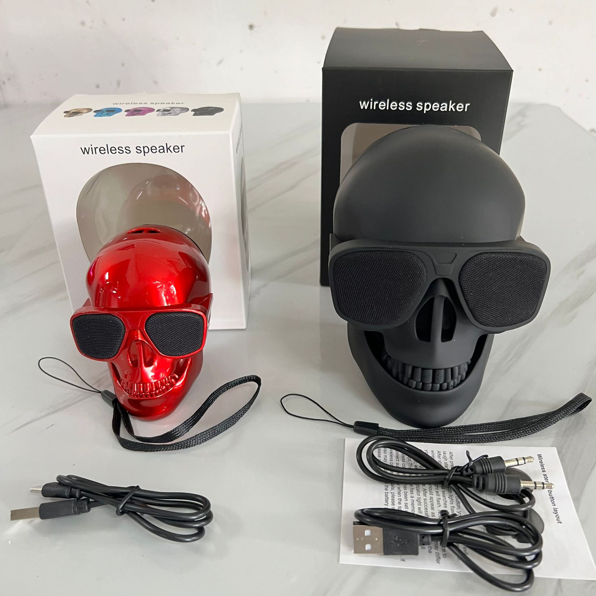 Skull Speaker Wireless Bluetooth-compatible Portable Mini Stereo Sound Enhanced Bass Speaker 5W Music Player Skull Shape Speaker