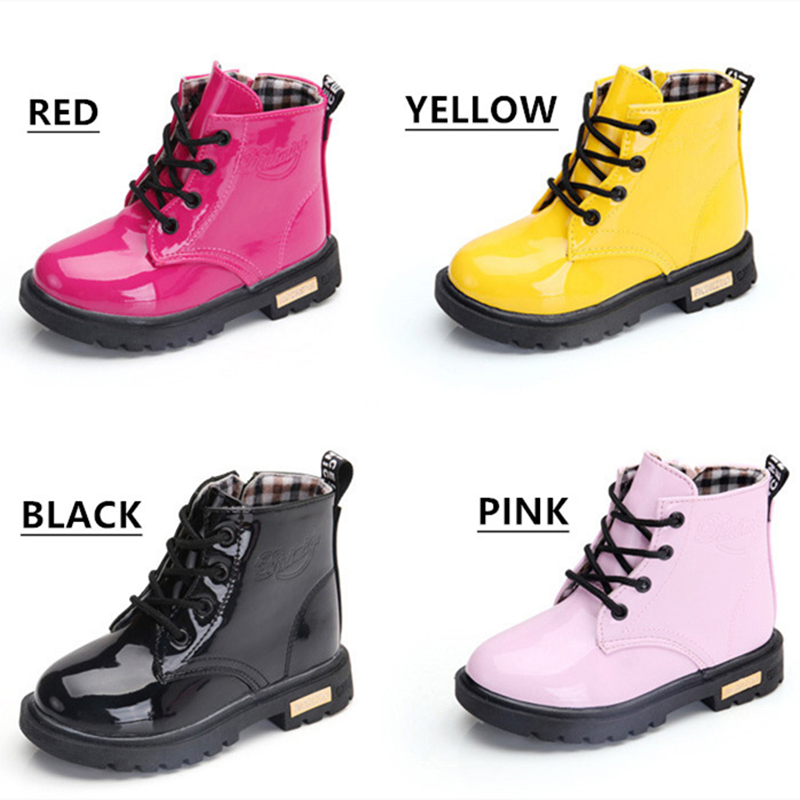 NEW 2025 Girls Leather Boots Boys Shoes Spring Autumn PU Leather Children Boots Fashion Toddler Kids Boots Warm Winter Boots