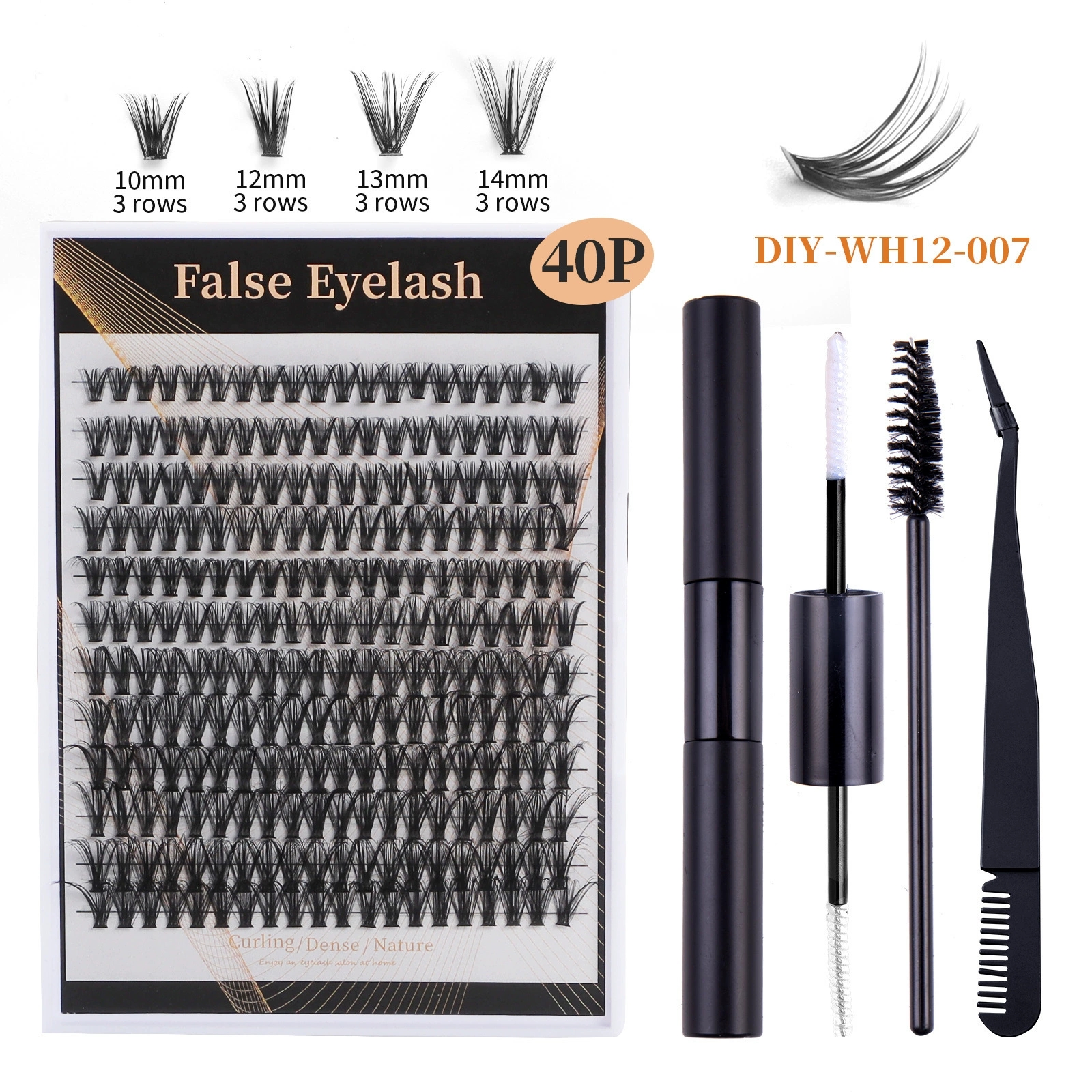 240Pcs Cluster Lashes Extensions 30P/40P False Eyelashes Kit for Volume 3D Fluffy Natural Reusable DIY Individual Eyelashes