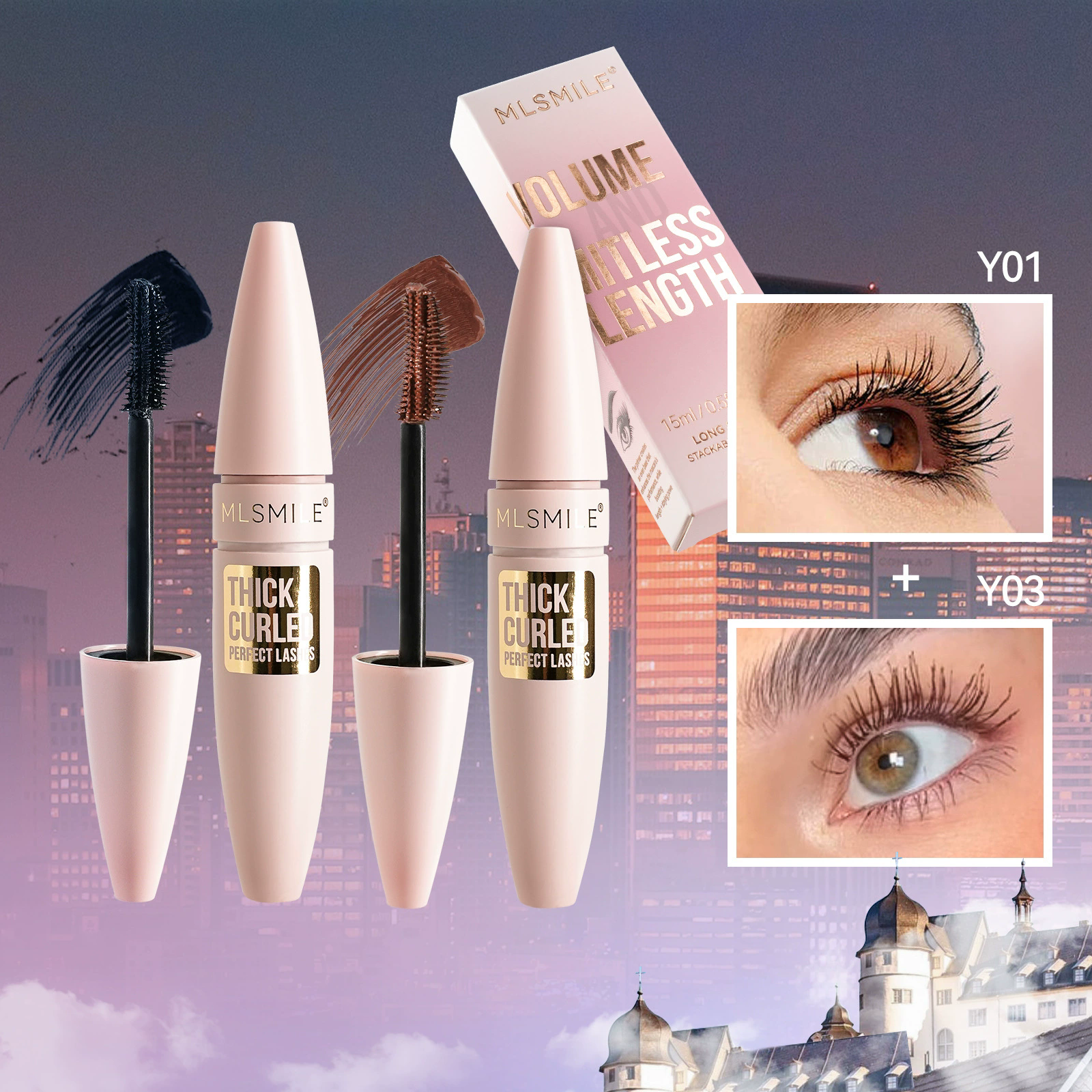 5 Colors Mascara Thick Long Curling Waterproof Liquid Fiber Mascara Long-lasting Mascara Eyelash Extension Large Eye Makeup