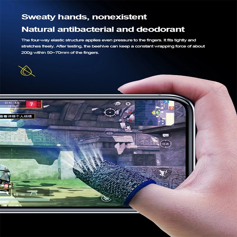 2pcs New Mobile Phone Gaming Sweat-Proof PUBG Finger Cover Fingertip Gloves Game Non-slip Touch Screen Thumb Fingertip Sleeves