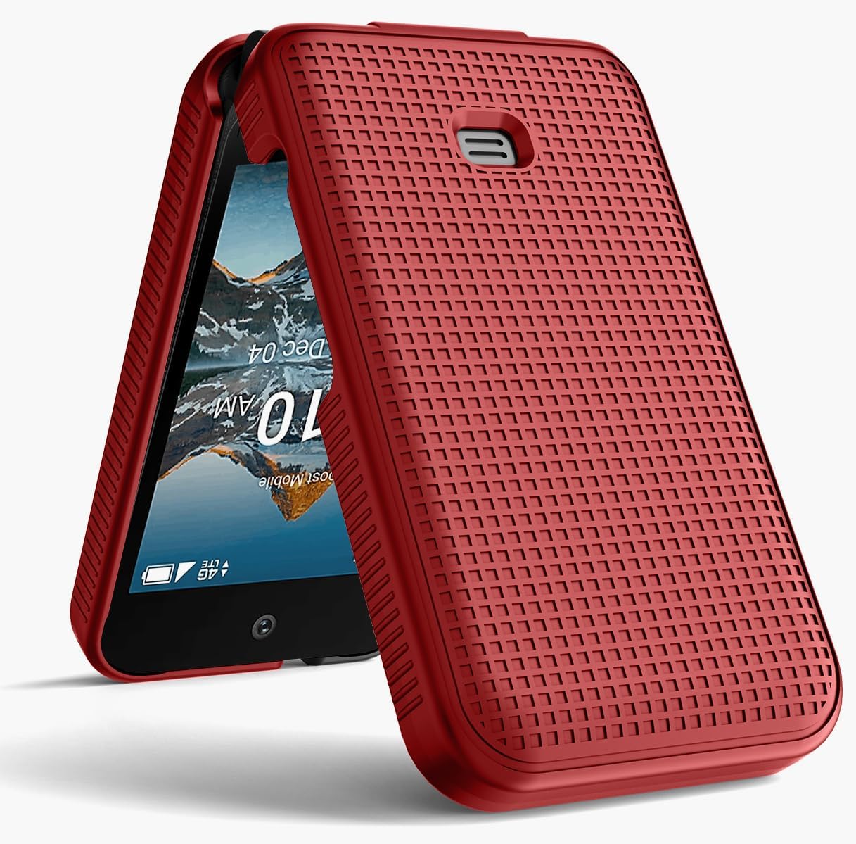 Nakedcellphone Case for Consumer Cellular Iris Easy Flip Phone/Boost Mobile Summit Flip 4G, Slim Hard Shell Protector Cover [Anti-Fingerprint, Grid Te