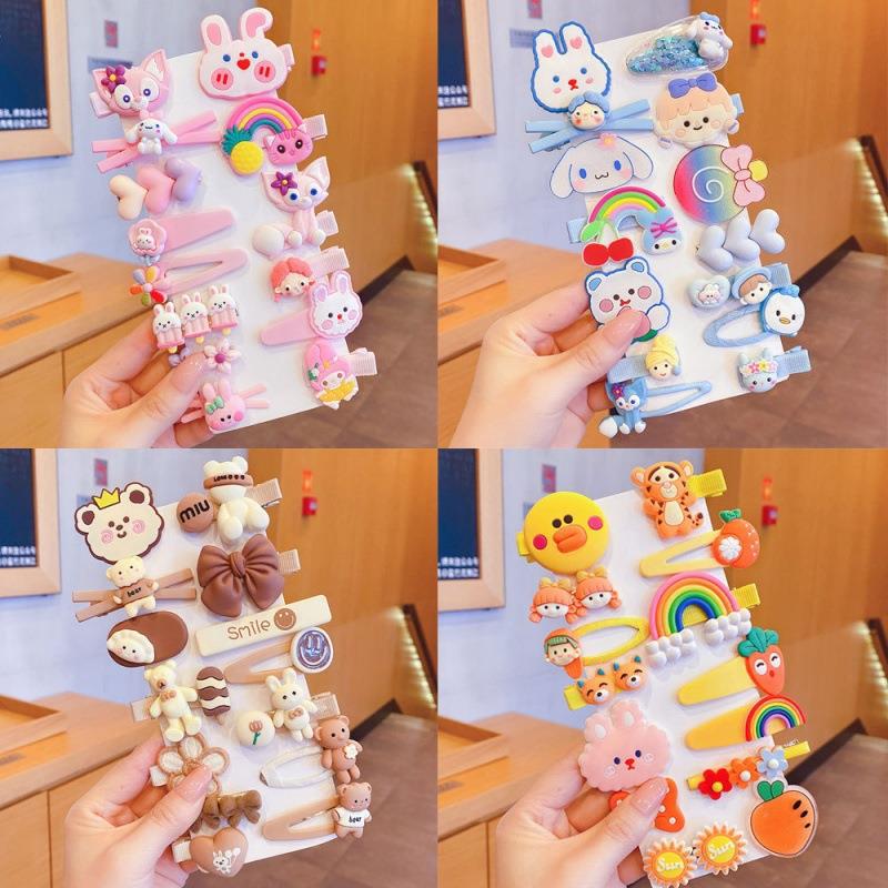 14PCS Girls Sweet Hair Clip Rainbow Fruit Cute Cartoon Hair Bands Lovely Hair Accessories Headwear Hairpins Headdress Barrettes