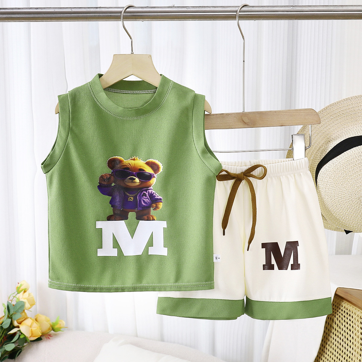 2025 New Summer Baby Boy Clothes Letter Cartoon Sleeveless T-shirts Tops And Shorts Kids 1-8 Years Tracksuit Boys Outfits Sets