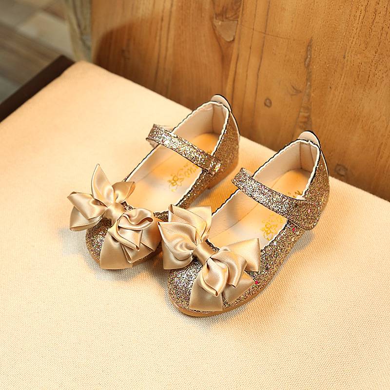 Little girl bow single shoes new spring and summer autumn models children's princess Performance dancing shoes size 21-36