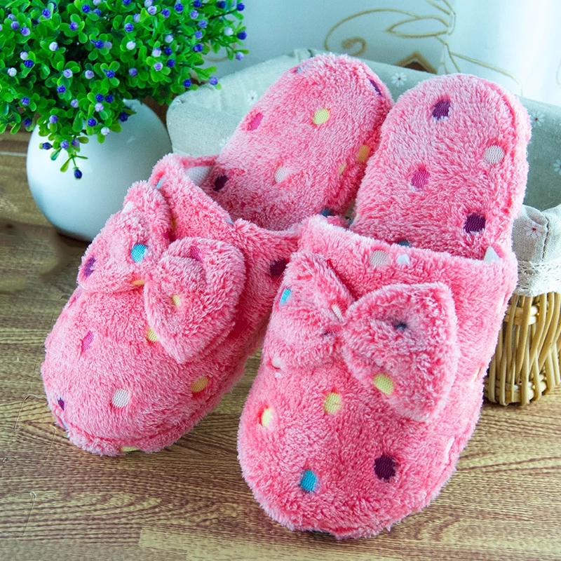 Cute colorful wave shoes slippers female home furry winter warm slippers soft sports shoes indoor bedroom