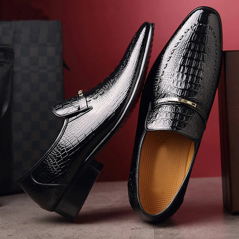 New Men's Casual Shoes Classic Low-Cut Embossed Leather Shoes Comfortable Business Dress Shoes Man Loafers Plus Size 38-48