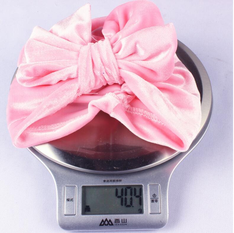 Gold Velvet Bow Indian Hat Bandanas Baby Girls Kids Turban Headband Hair Head Bands Wrap Accessories For Children Cap Headwrap