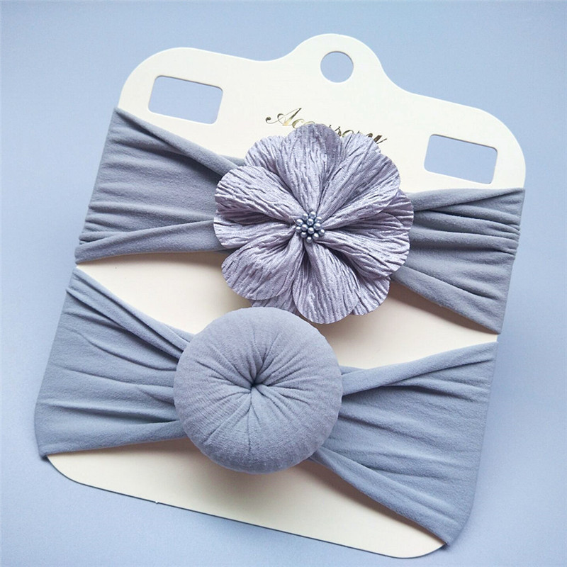 Children's hair accessories two-piece matching core flower baby hair accessories super soft nylon doughnut baby hair band