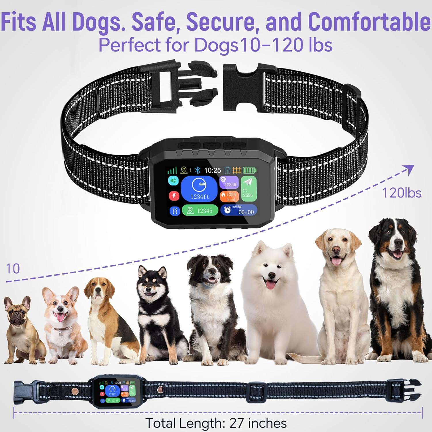 GPS Wireless Dog Fence – Free App Control, Custom GPS Boundary, Beep/Vibration/Static Modes, IP67 Waterproof, Long Battery Life, for Dogs 10–120 lbs,