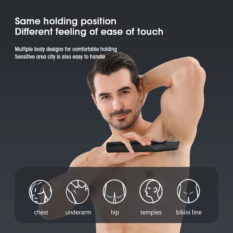 RESUXI T3 Men's 3 in 1 Multifunctional Electric Body Hair Trimmer Full Body Washable Shaver Portable Pubic Hair Clipper Razor