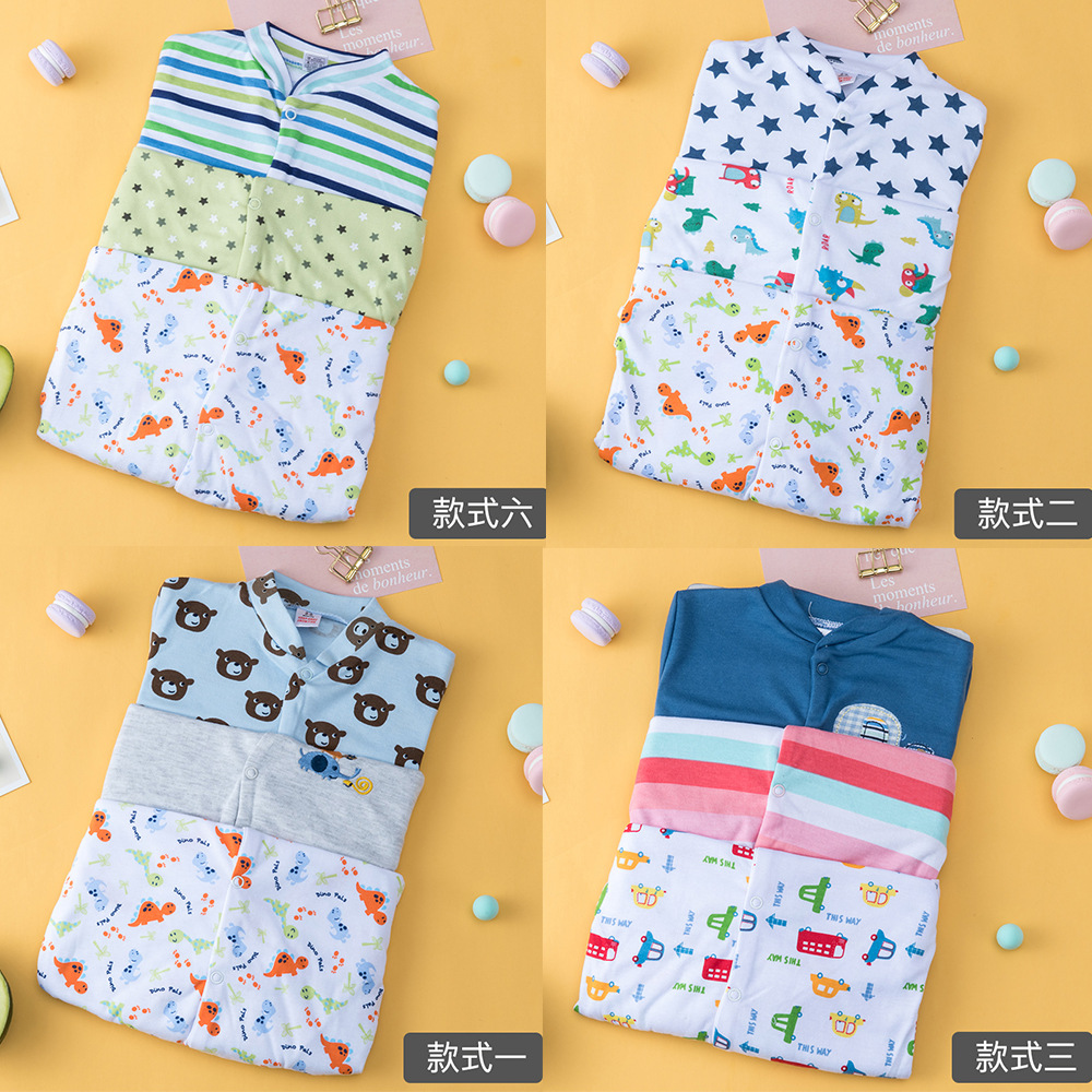 0- December Foreign Trade Children's Bodysuit Baby Cotton Underwear Newborn Romper Gift Box Three Piece Set