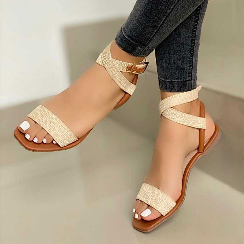 Women's shoes 2023 summer new style ankle winding ladies outer wear belt buckle sandals women slippers women