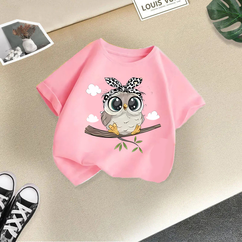 Summer Girls T-shirts Cartoon Print Children Blouse Short-sleeve Tops for Kids 1 To 10years Teenager Tees Baby Outfits Clothing