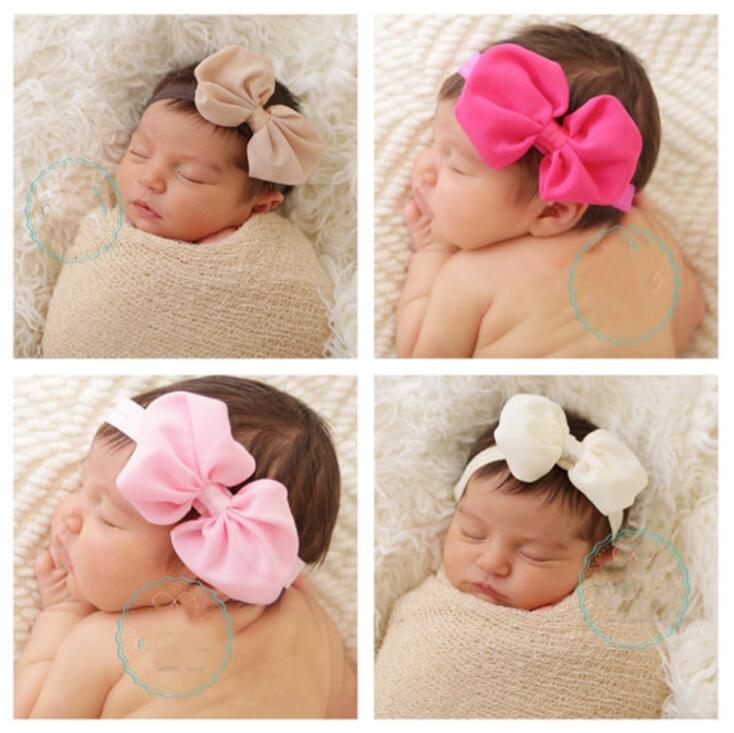 Fashion Bow Headband elastic belt Chiffon baby children jewelry baby hair band baby hair headdress