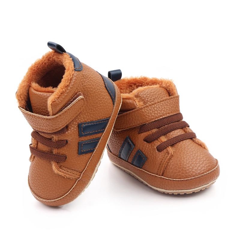 Toddler Warm Rubber bottom anti slip Boots Soft Sole, Adorable Baby Girls Boys Winter Boots, Color blocking 0-18 months