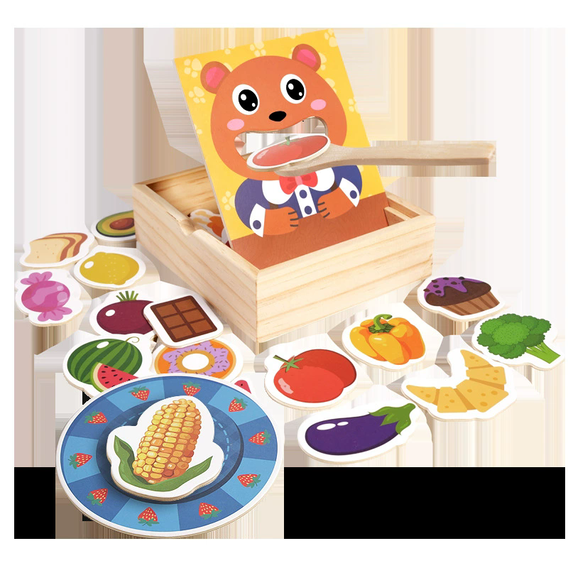 1PC Parent child simulation teddy bear feeding game, early childhood education, baby's fine action, spoon training toy