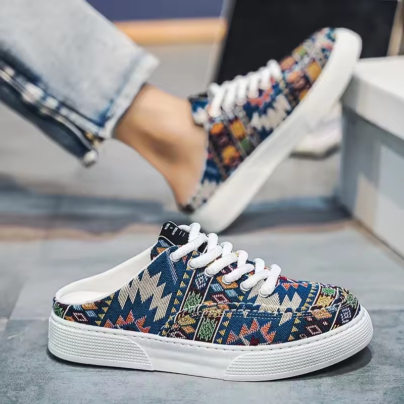 Male Slipper With Straps Half Print Slides 2025 Style Fashion Designer Luxury Adult Mascullino Elegant Men's Shoe