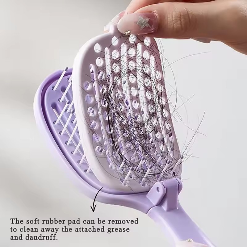 Folding Hair Scalp Massage Comb Hair Brush Anti-static Wet Dry Curly Hairbrush Salon Hair Styling Tool For Women Men Self-cleani