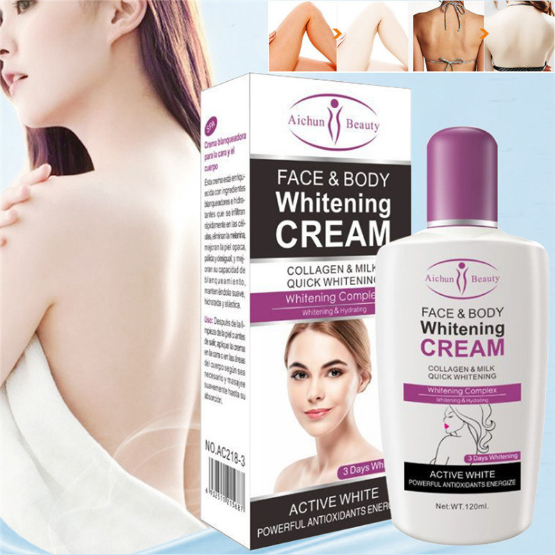 Aichun Body Cream For Dark Skin Bleaching Brightening Body Lotion Whitening Cream 120ml Private Parts Formula Armpit Whitener