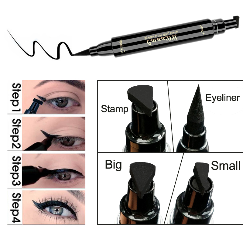 2 In1 Eyeliner Stamp Liquid Eyeliner Pencil Makeup Stamps Seal Pen Stamp Eye liner Pencil Waterproof Quick Dry Eye Makeup Tool