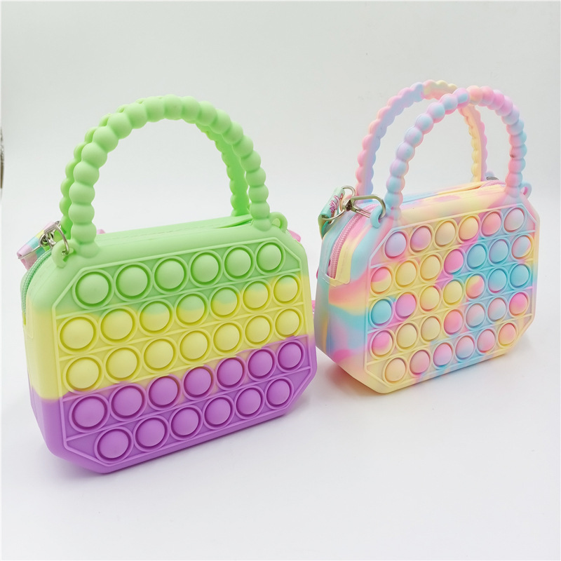 Fidget Toys Silicone Push Bubble Crossbody Bag Sensory Reliver Stress Autism Adults Kids Handbag Coin Pouch Purse Gifts