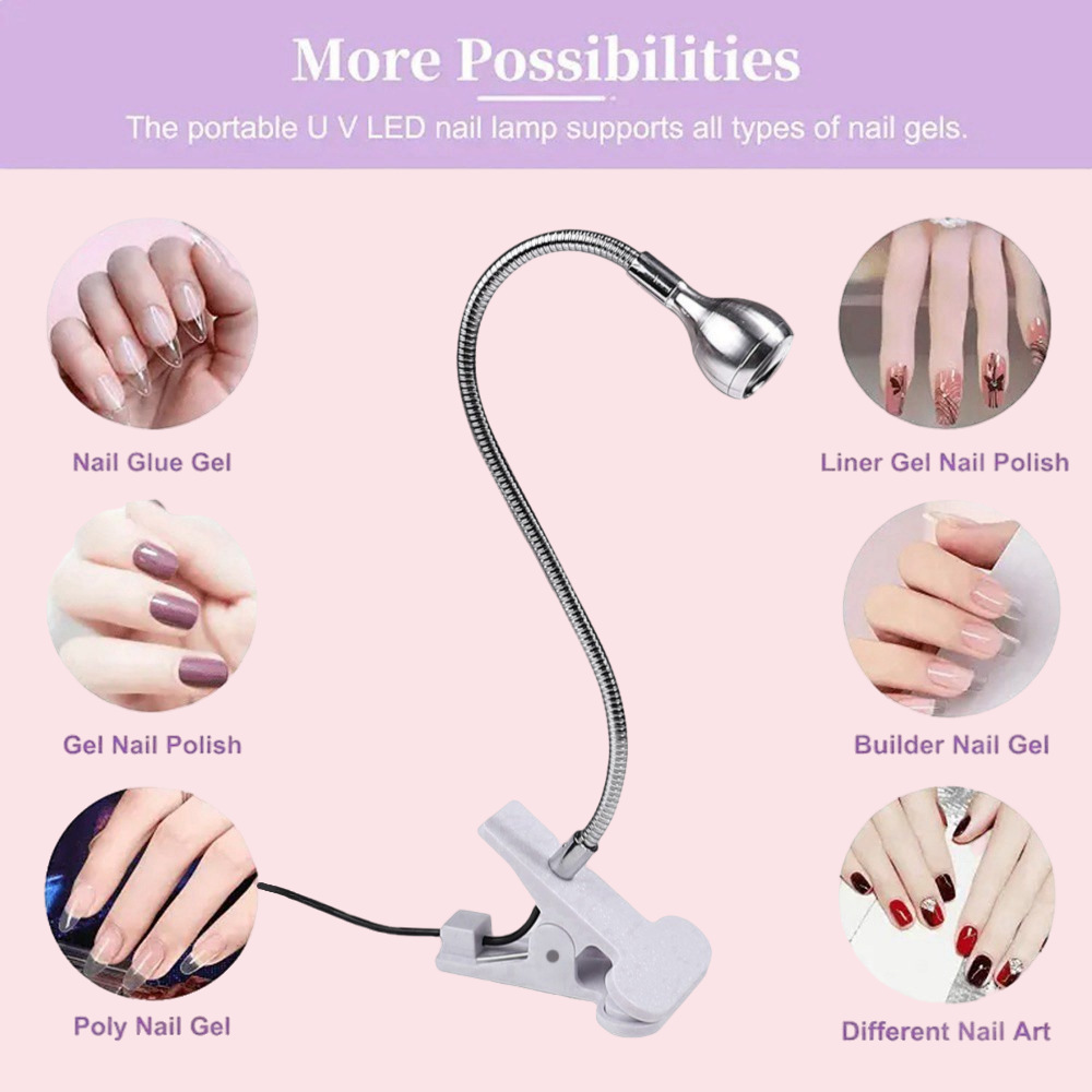 LED Clip Desk Lamp Rechargeable USB Led Flexible Table Lamps Cash Medical Product Detector UV Gel Curing Light For DIY Nail Art