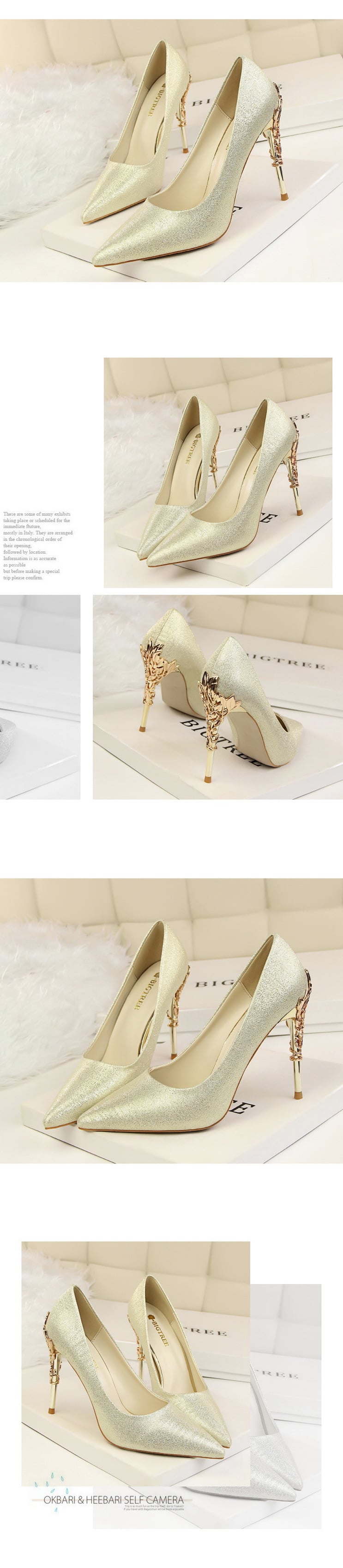 Metal Carved Thin 10cm Heel High Heels Pumps Women Shoes Pointed Toe Ladies Shoes Fashion Candy Colors Wedding Shoes Woman