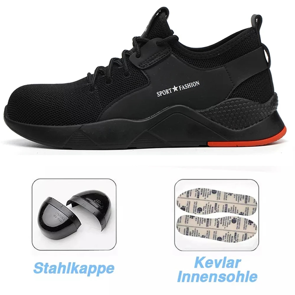 2023 new work shoes men's light sneakers Safety comfortable large size anti-smashing steal toe casual non-slip puncture shoes