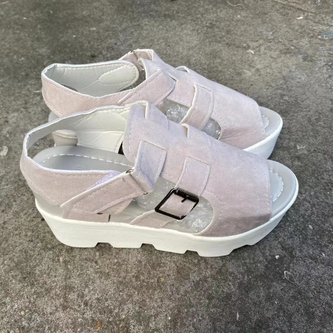 Korean Spring/Summer Thick Sole Fish Mouth Shoes for Women with Elevated Wedge Heels Sandals, Water Platform Matsuke, Stude
