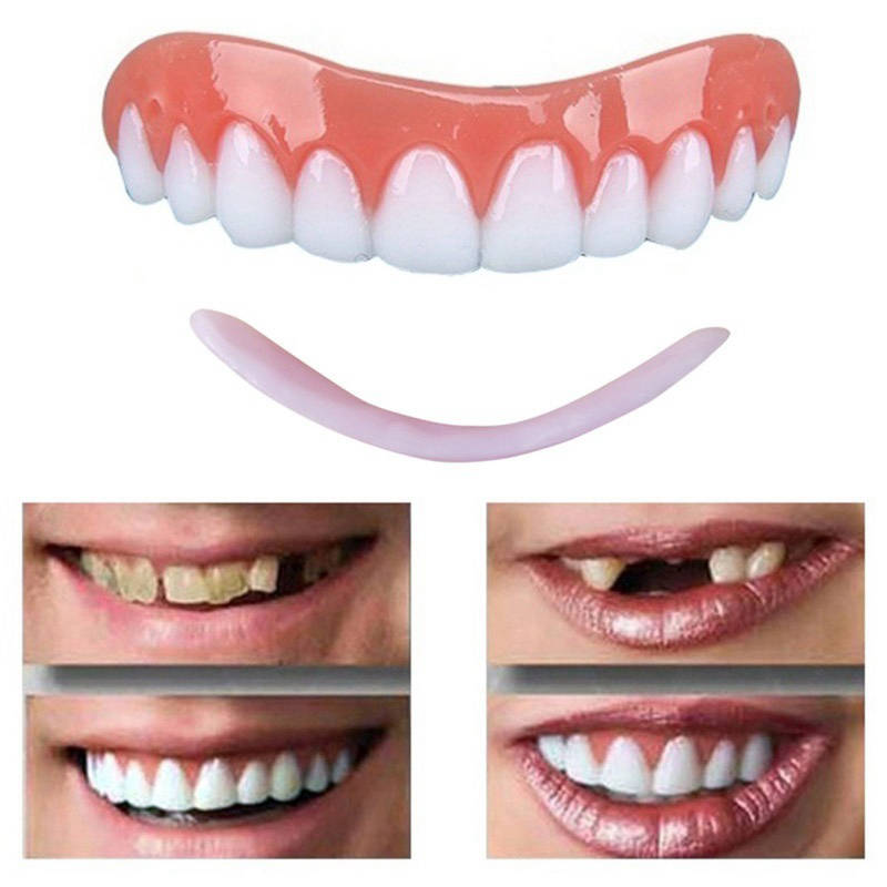 Natural Cosmetic Fake Tooth Cover Snap On Silicone Perfect Smile Veneers Teeth Upper Beauty Tool Teeth for Men Women
