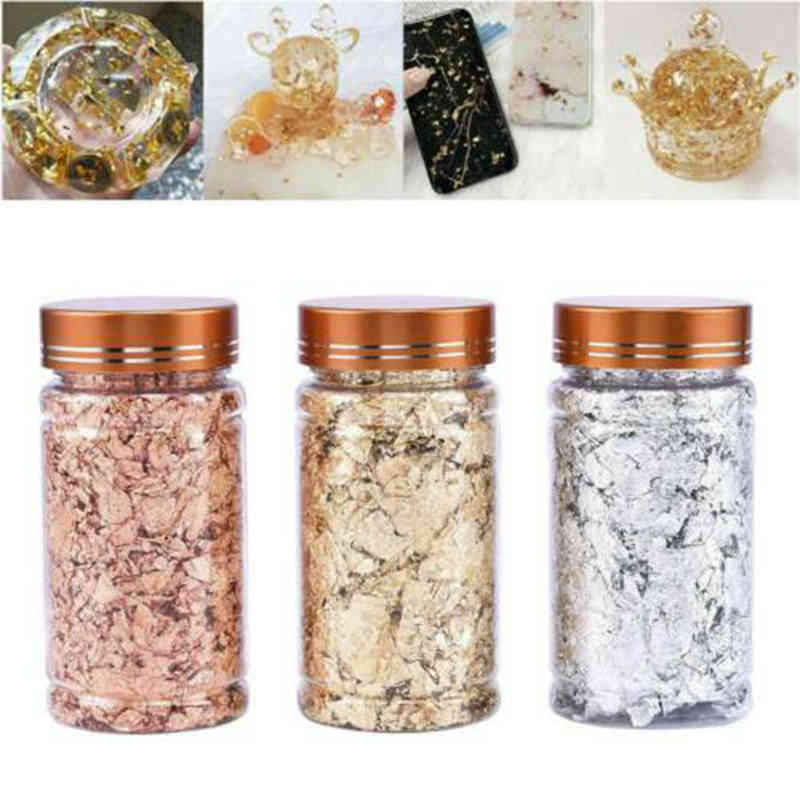 Gold foils Aluminum Foil Flakes Luxury Nail Art Sequins Fragments Glitter Decoration 3G