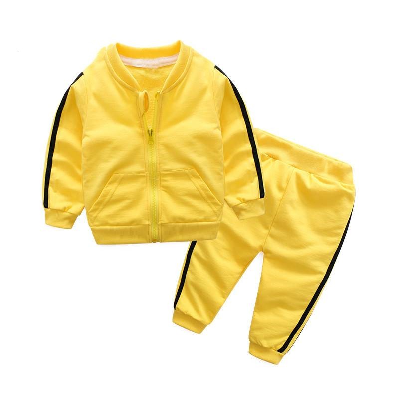 autumn fashion baby girl clothes cotton long sleeve solid zipper jacket+pants 2pcs bebes tracksuit baby boy clothing set