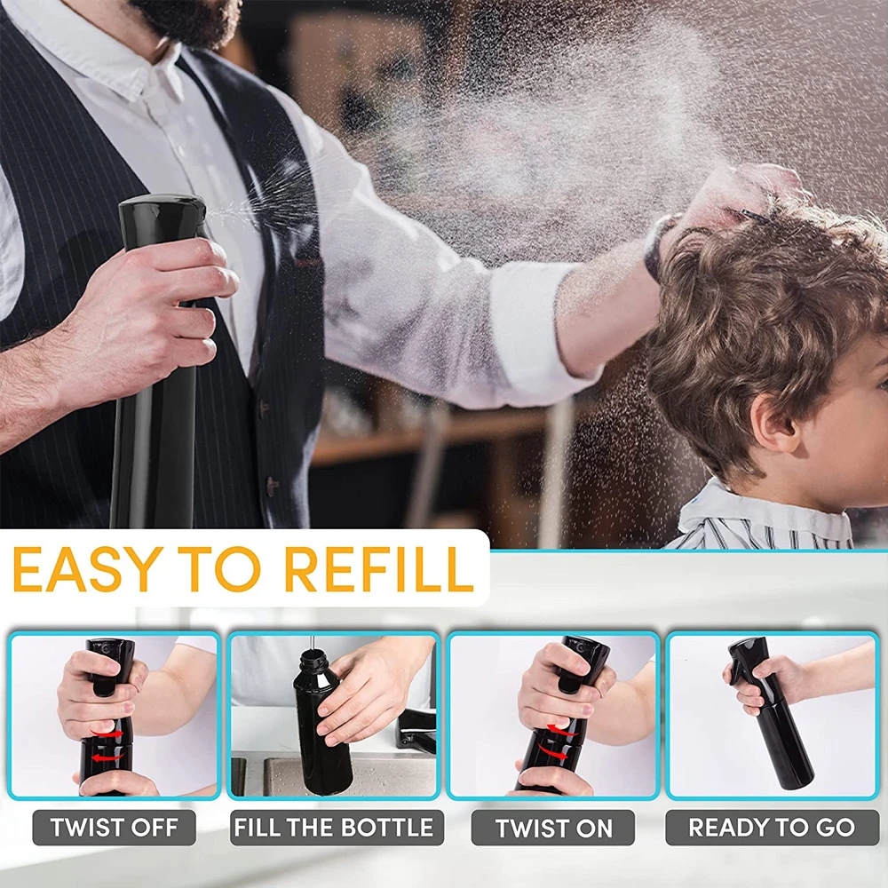 200ml/300ml Hair Spray Bottle Ultra Fine Continuous Water Refillable Mister Hairdressing Spray Bottle Salon Barber Hair Tools