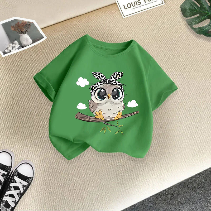 Summer Girls T-shirts Cartoon Print Children Blouse Short-sleeve Tops for Kids 1 To 10years Teenager Tees Baby Outfits Clothing